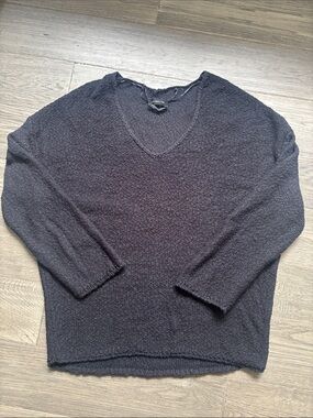 Urban Outfitters | Cotton Blend Oversized Black V-Neck Knit Sweater Size Small